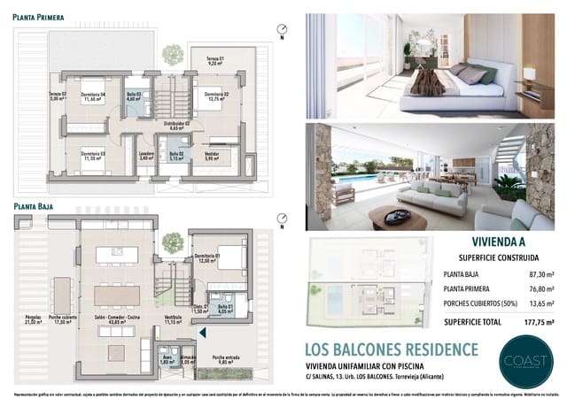 4 makuuhuone Huvila myytävänä paikassa Los Balcones - Los Altos, Torrevieja mukana uima-altaan 
autotalli - 815 000 € (Ref: 8846962)