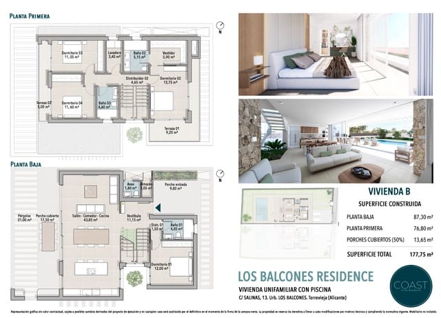 4 makuuhuone Huvila myytävänä paikassa Los Balcones - Los Altos, Torrevieja mukana uima-altaan 
autotalli - 815 000 € (Ref: 8846962)