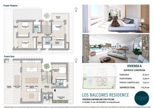 4 makuuhuone Huvila myytävänä paikassa Los Balcones - Los Altos, Torrevieja mukana uima-altaan 
autotalli - 815 000 € (Ref: 8846962)
