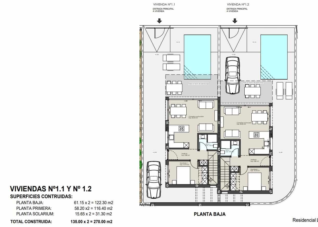 3 makuuhuone Huvila myytävänä paikassa Torre de la Horadada mukana uima-altaan 
autotalli - 795 000 € (Ref: 9324545)