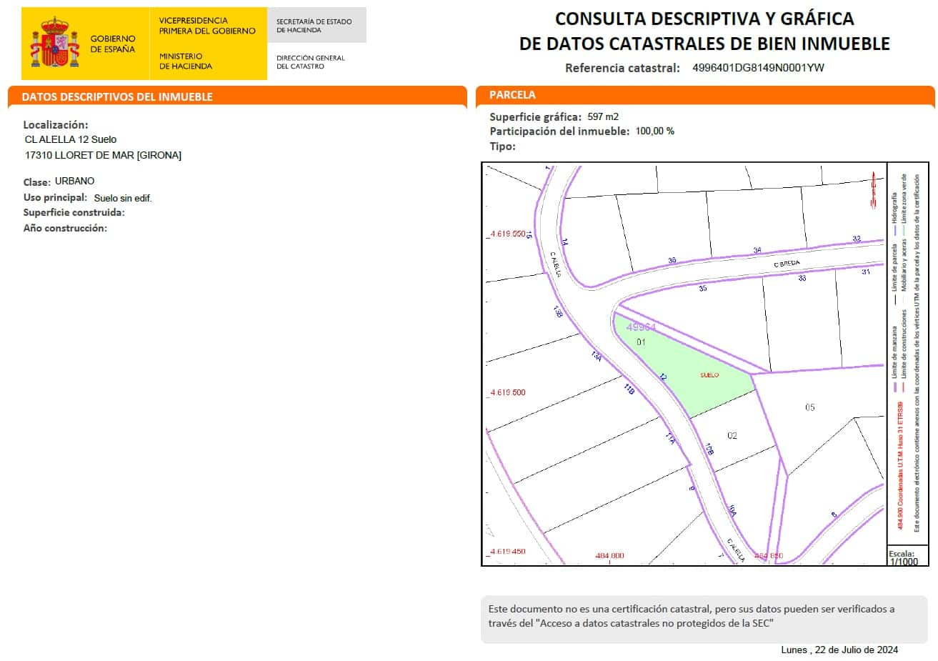 Solar/Parcela en Lloret de Mar en venta - 85.000 € (Ref: 9715244)