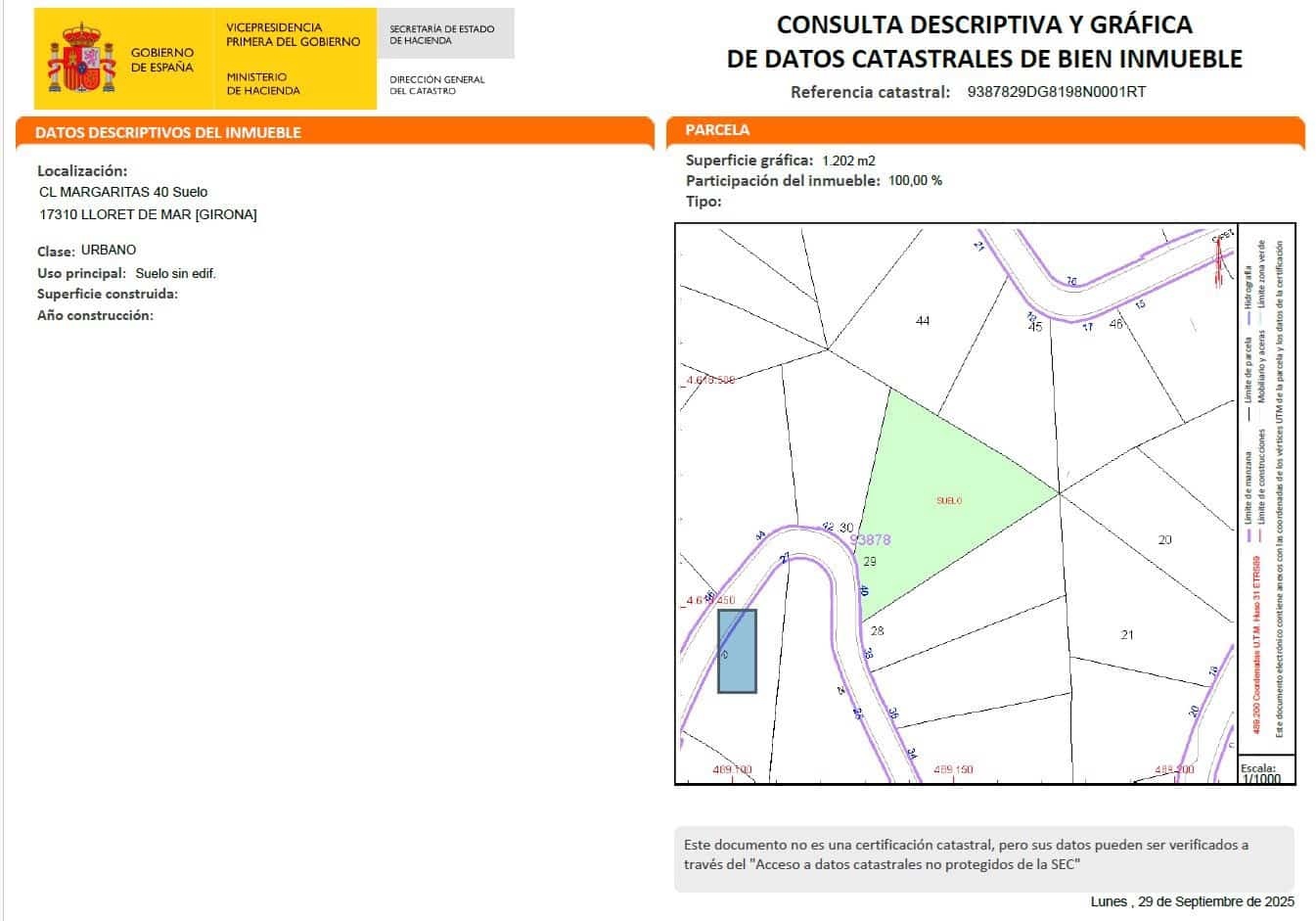 Building Plot for sale in Lloret de Mar - € 79,000 (Ref: 9715277)