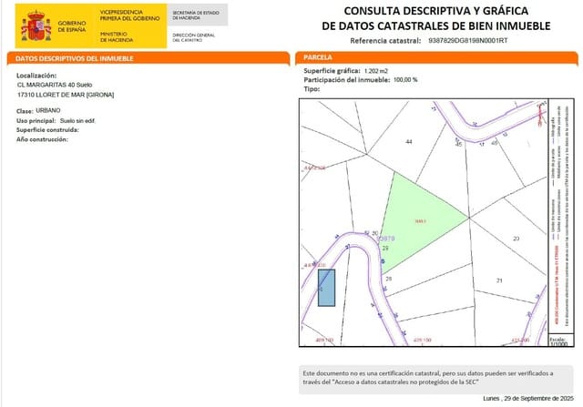 Byggetomt til salgs i Serra Brava, Lloret de Mar - € 79 000 (Ref: 9715277)