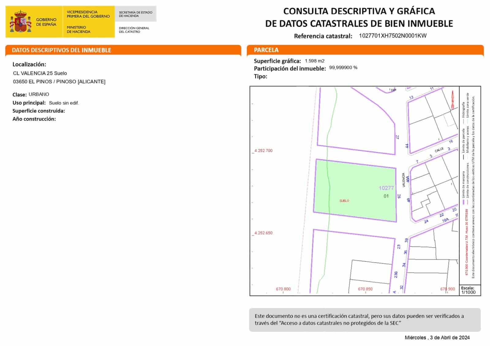 Building Plot for sale in Pinoso - € 152,000 (Ref: 9449518)