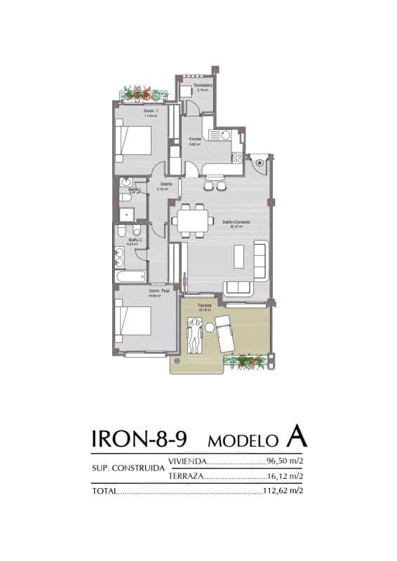2 soveværelse Penthouse til salg i Orihuela med swimmingpool - € 219.400 (Ref: 9546383)