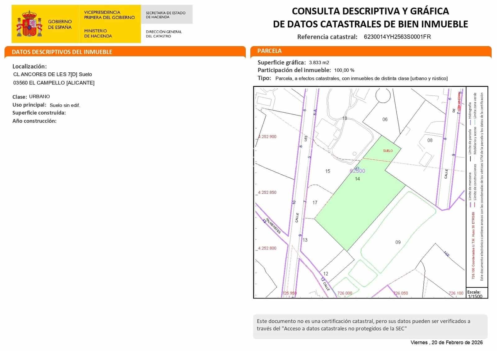 Tomt till salu i Playa de Muchavista - 550 000 € (Ref: 9619519)