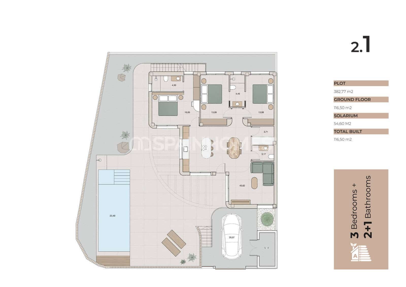 3 soveværelse Villa til salg i Algorfa med swimmingpool - € 650.000 (Ref: 10123409)
