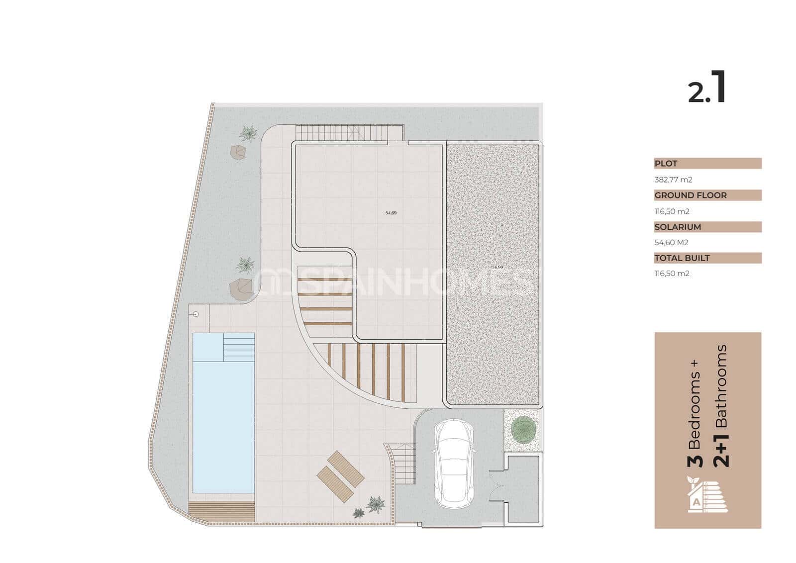 3 soveværelse Villa til salg i Algorfa med swimmingpool - € 650.000 (Ref: 10123409)