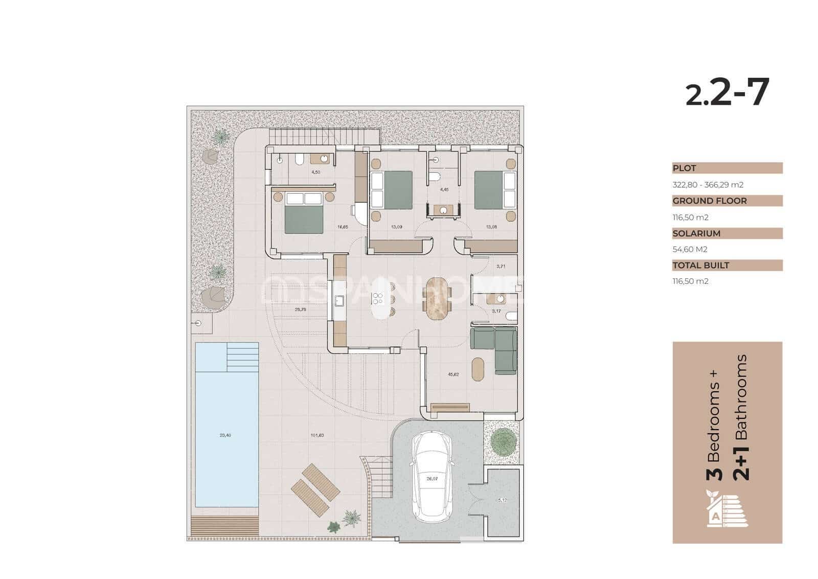 3 soveværelse Villa til salg i Algorfa med swimmingpool - € 650.000 (Ref: 10123409)