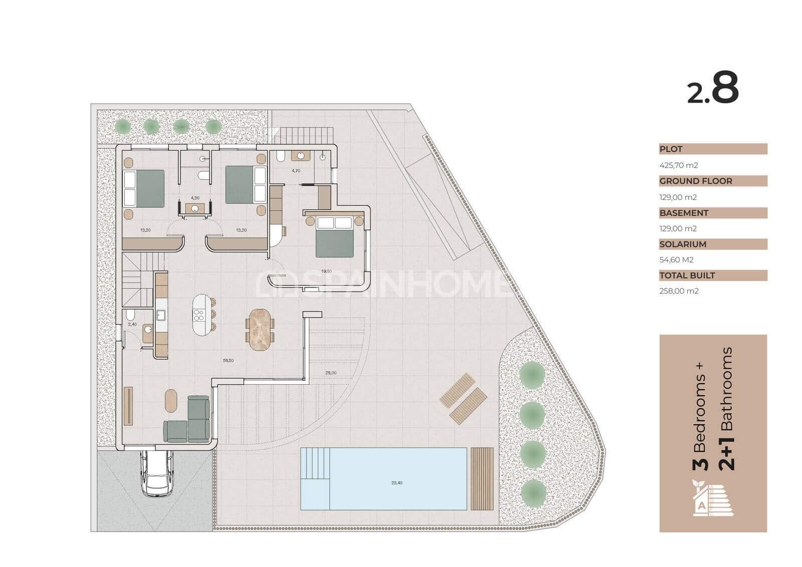 3 soveværelse Villa til salg i Algorfa med swimmingpool - € 650.000 (Ref: 10123409)