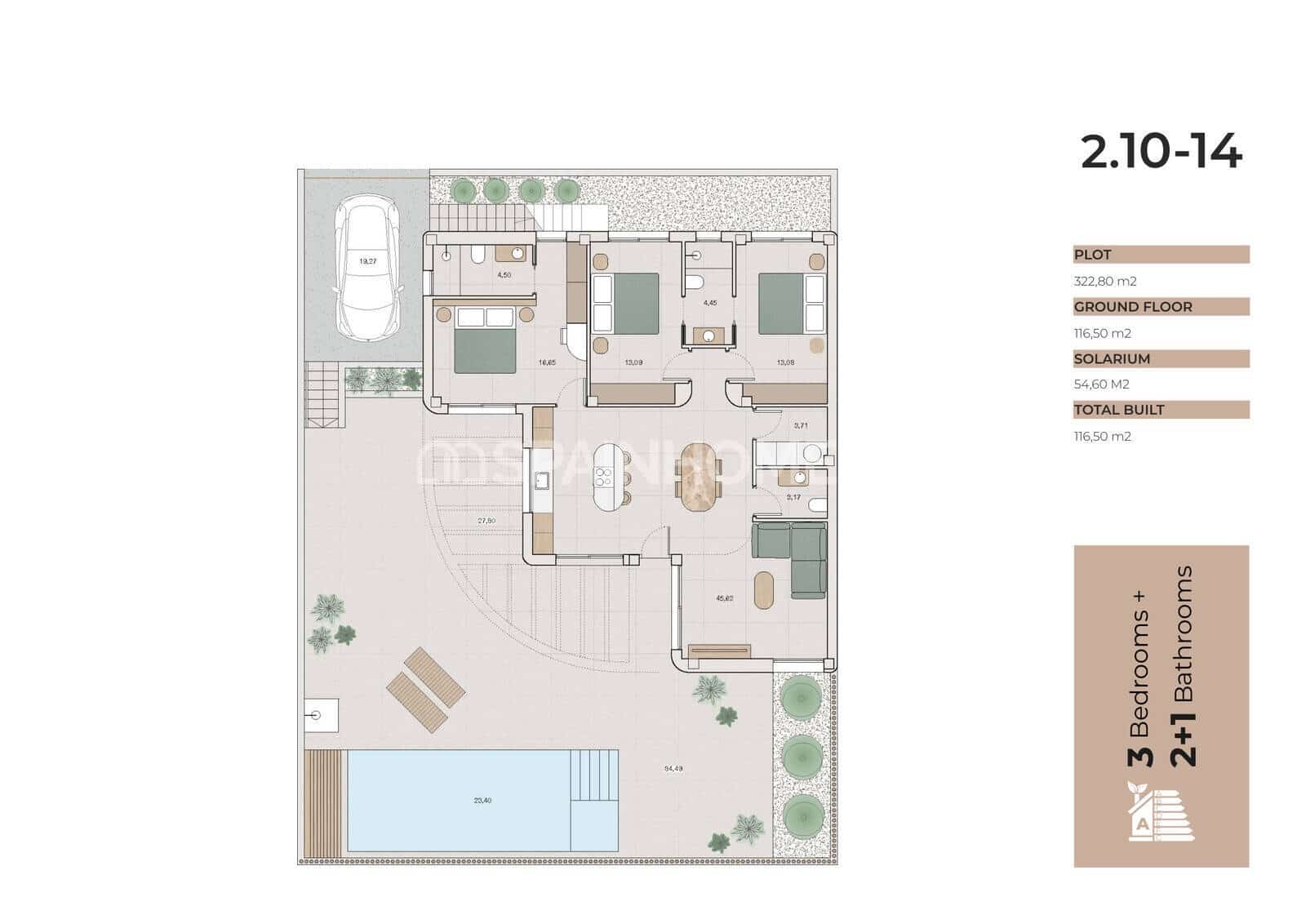 3 soveværelse Villa til salg i Algorfa med swimmingpool - € 650.000 (Ref: 10123409)