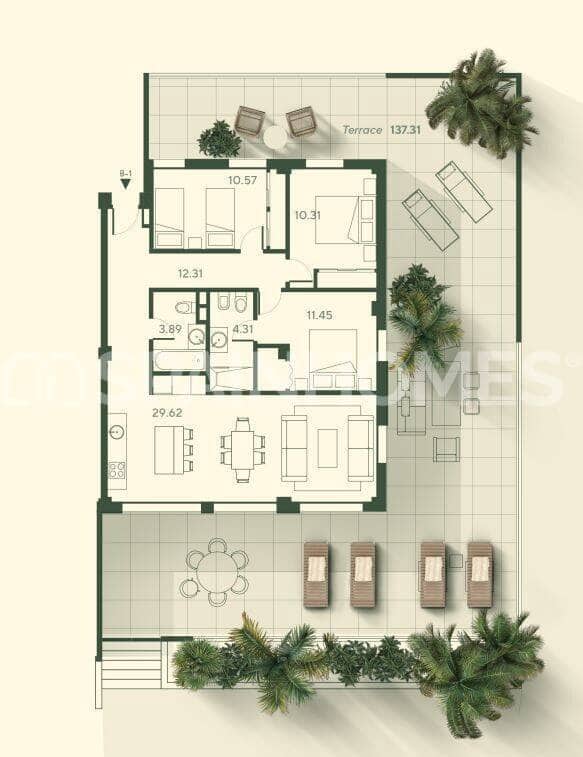3 Zimmer Wohnung zu verkaufen in El Chaparral mit Pool - 530.000 € (Ref: 8964549)
