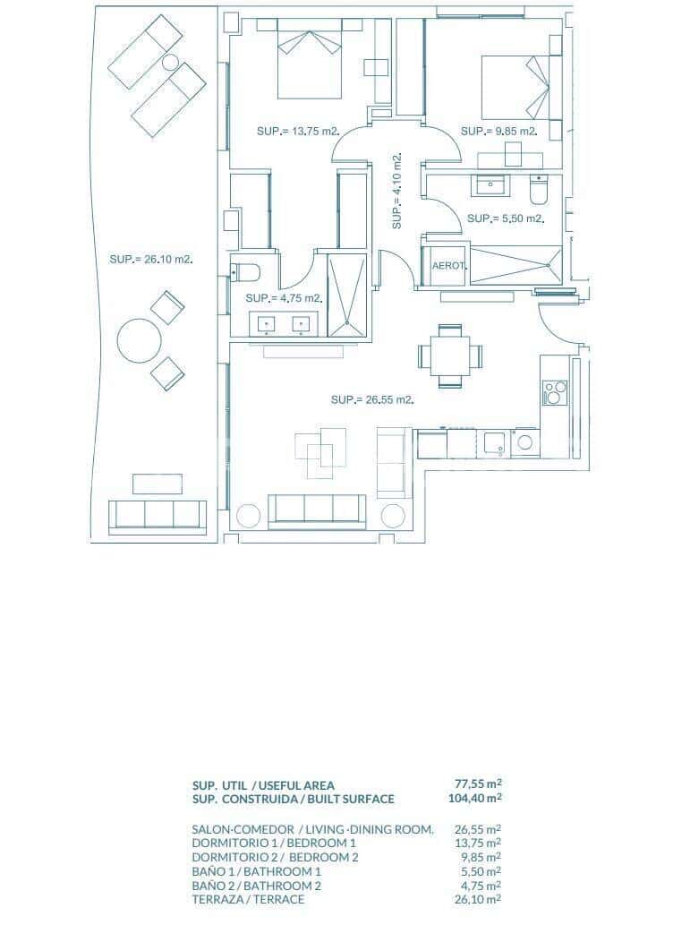 3 slaapkamer Flat te koop in El Chaparral met zwembad - € 466.000 (Ref: 9184959)