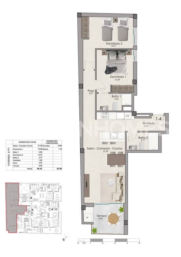 2 bedroom Flat for sale in Santa Pola with pool - € 238,000 (Ref: 9961982)