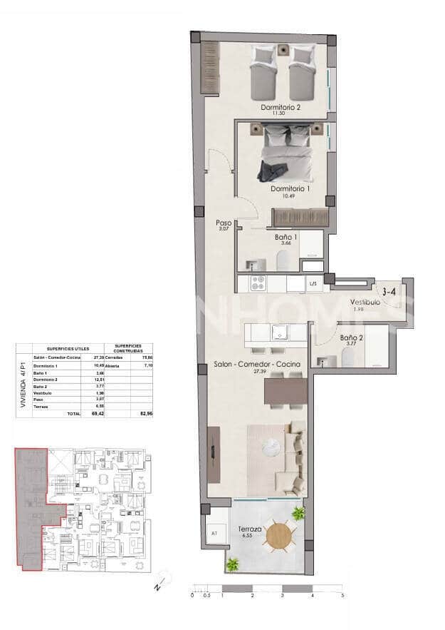 2 bedroom Flat for sale in Santa Pola with pool - € 238,000 (Ref: 9961982)