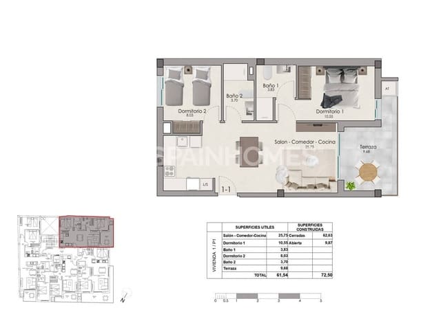 2 sovrum Lägenhet till salu i Norte, Santa Pola med pool - 238 000 € (Ref: 9961982)