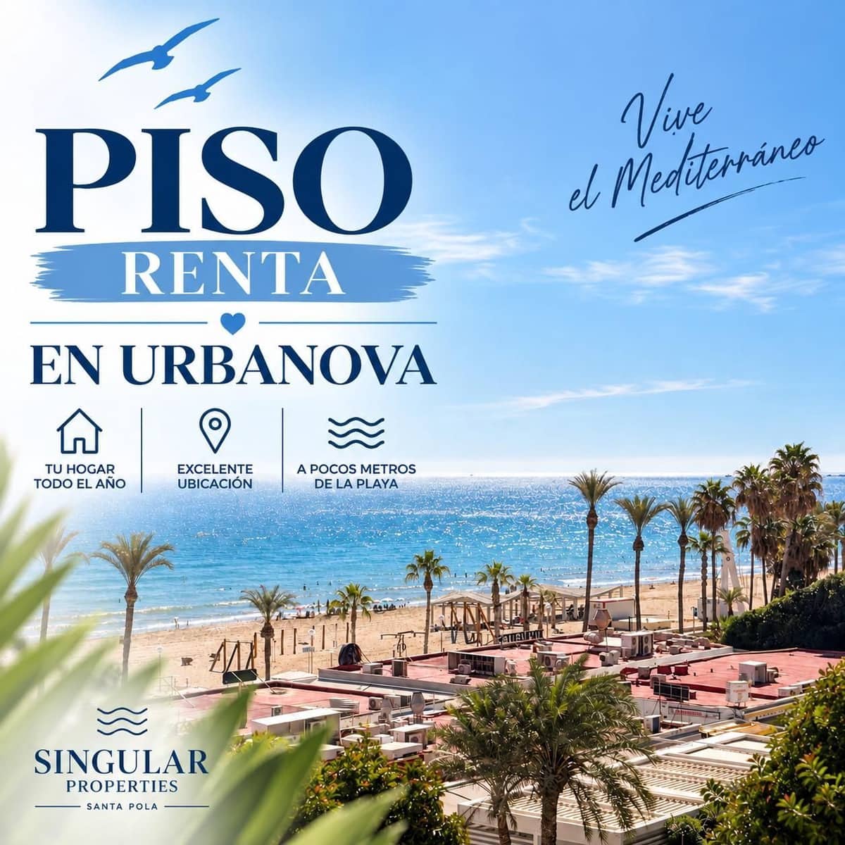 3 bedroom Flat for rent in Santa Pola with pool garage - € 1,000 (Ref: 10115404)