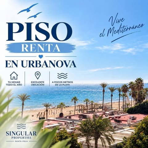3 soverom Leilighet til leie i Santa Pola med svømmebasseng garasje - € 1 000 (Ref: 10115404)