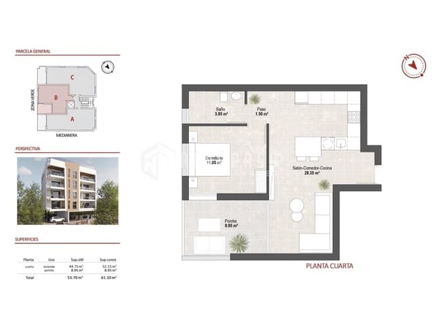 1 chambre Penthouse à vendre à Lo Pagan, San Pedro del Pinatar avec piscine - 229 900 € (Ref: 9625596)