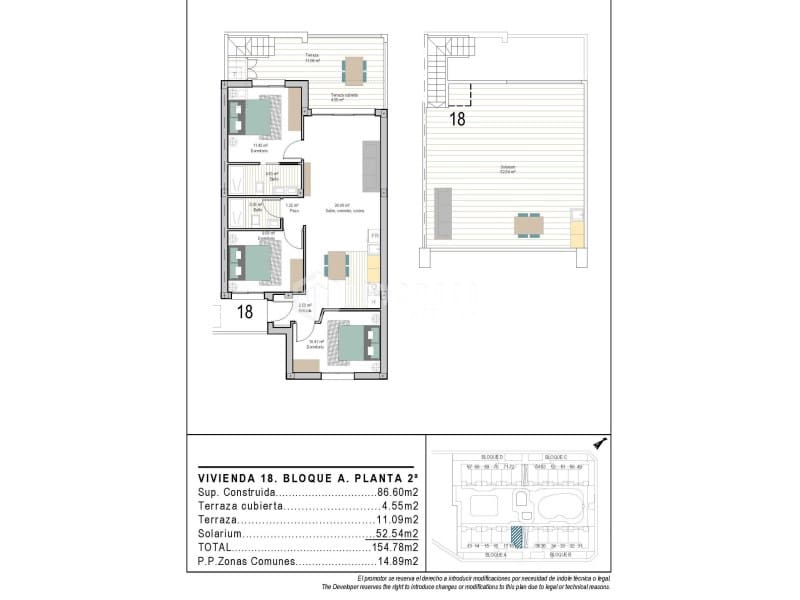 3 soveværelse Penthouse til salg i San Cayetano med swimmingpool - € 296.900 (Ref: 9625605)