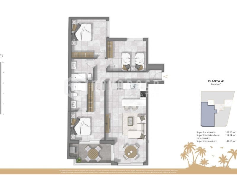 3 sypialnia Penthouse na sprzedaż w Guardamar del Segura z basenem - 449 500 € (Ref: 9625661)
