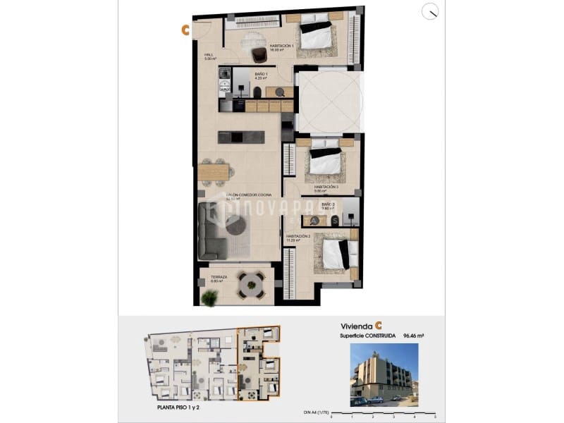 3 makuuhuone Huoneisto myytävänä paikassa Catral mukana uima-altaan - 243 000 € (Ref: 9677083)