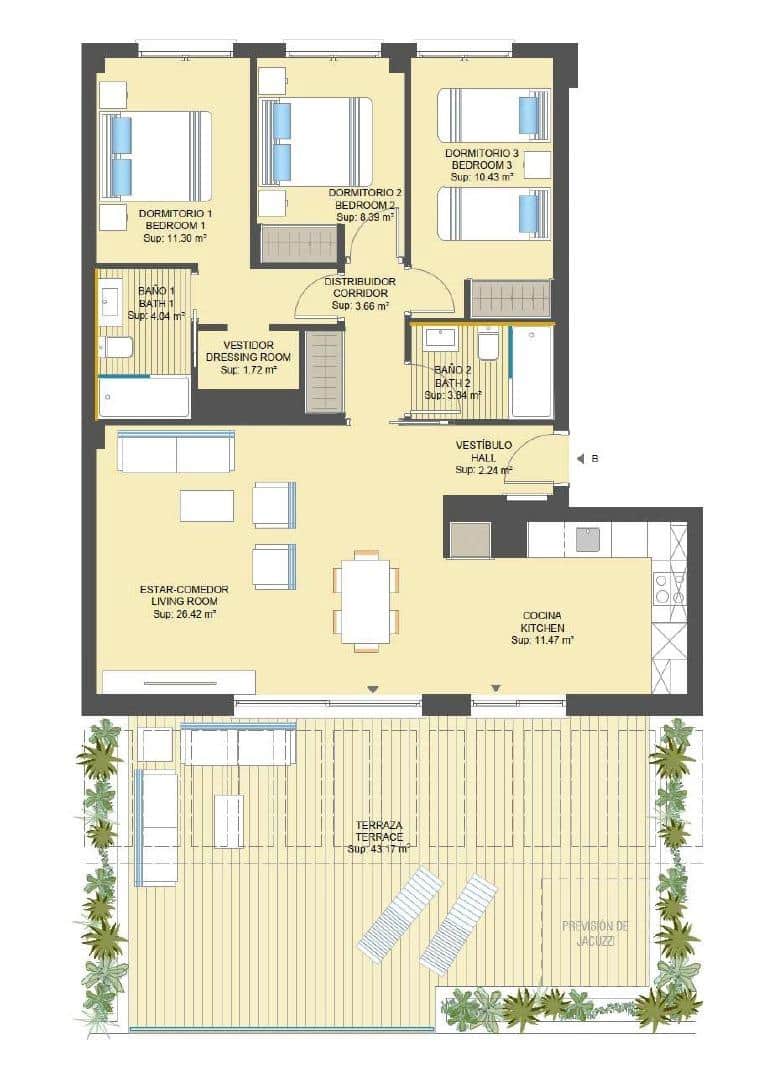 3 makuuhuone Kattohuoneisto myytävänä paikassa Orihuela Costa mukana uima-altaan 
autotalli - 520 000 € (Ref: 9940388)