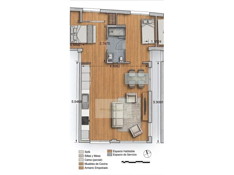 2 slaapkamer Flat te huur in Malaga stad met zwembad - € 1.350 (Ref: 10081036)