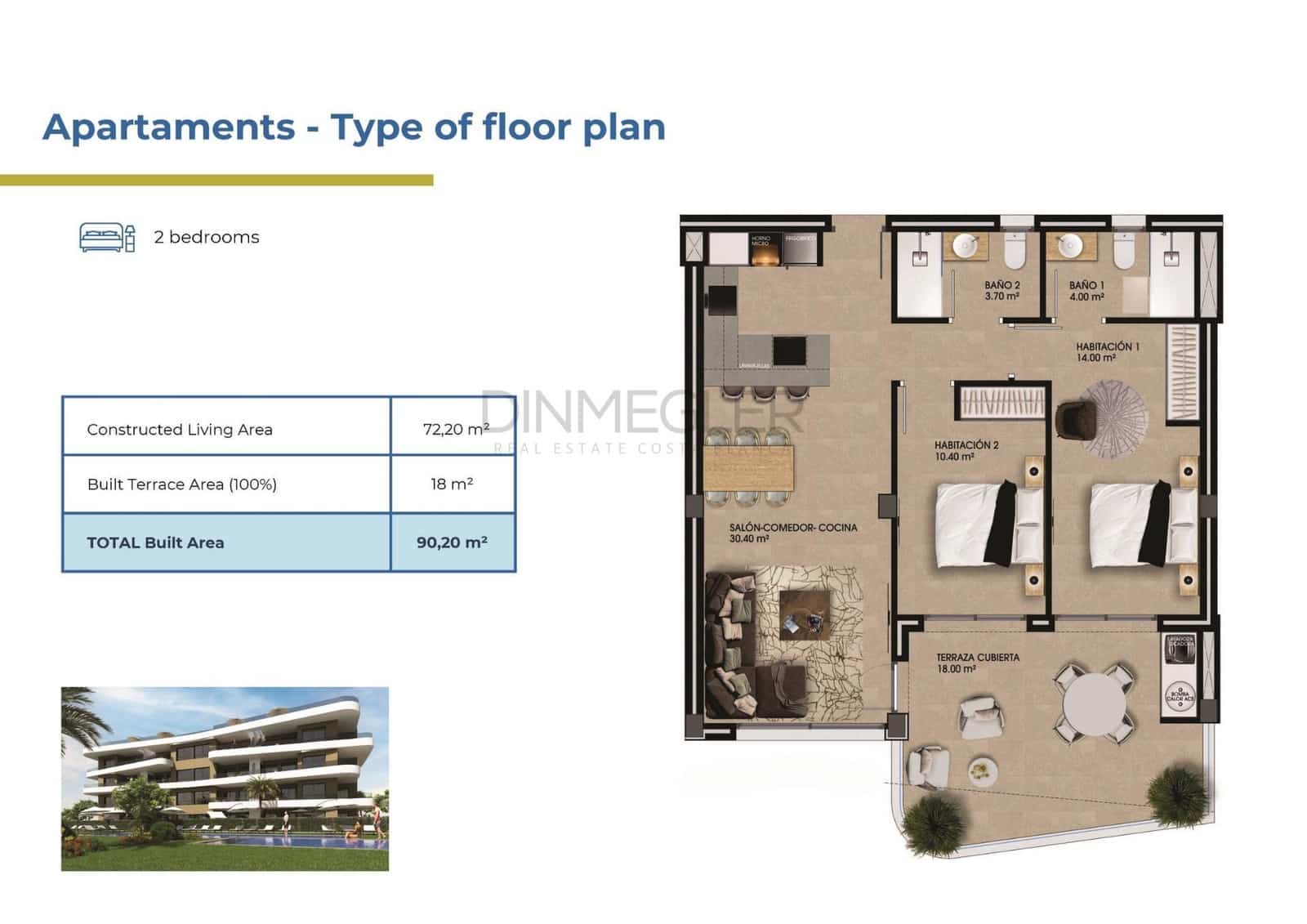2 sypialnia Apartament na sprzedaż w Orihuela Costa z basenem - 295 000 € (Ref: 9075288)