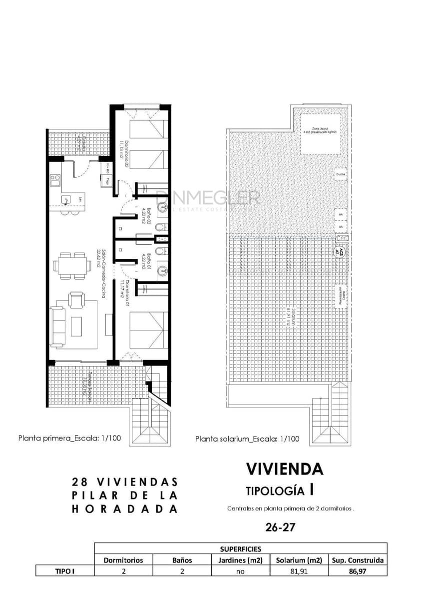 2 sypialnia Bungalow na sprzedaż w Pilar de la Horadada z basenem - 245 000 € (Ref: 9096141)