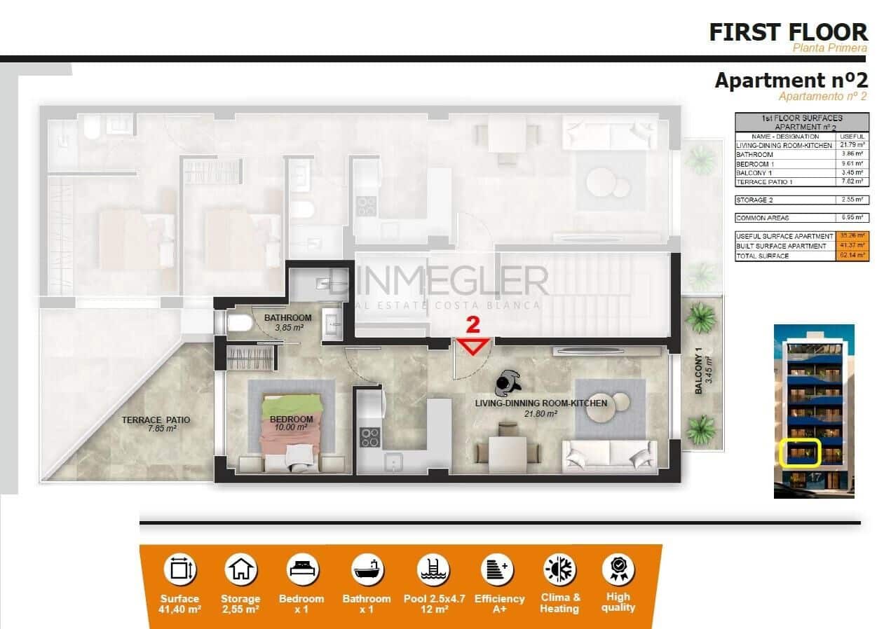 1 Zimmer Apartment zu verkaufen in Torrevieja mit Pool - 185.000 € (Ref: 9096153)