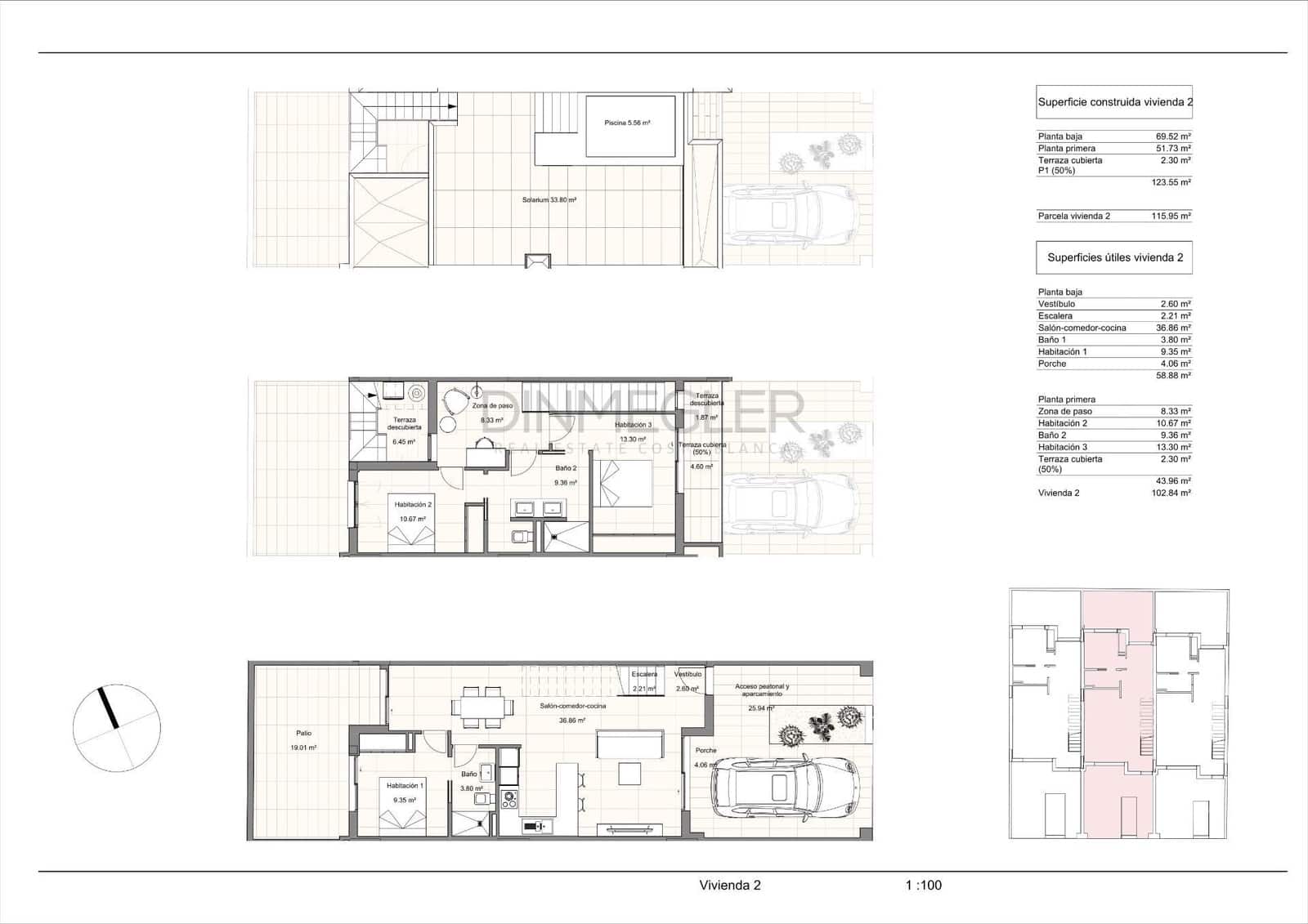 3 soverom Rekkehus til salgs i Torre de la Horadada med svømmebasseng - € 499 900 (Ref: 9096565)