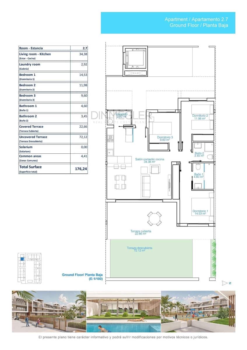 3 soverom Leilighet til salgs i Torre de la Horadada med svømmebasseng - € 409 900 (Ref: 9108910)