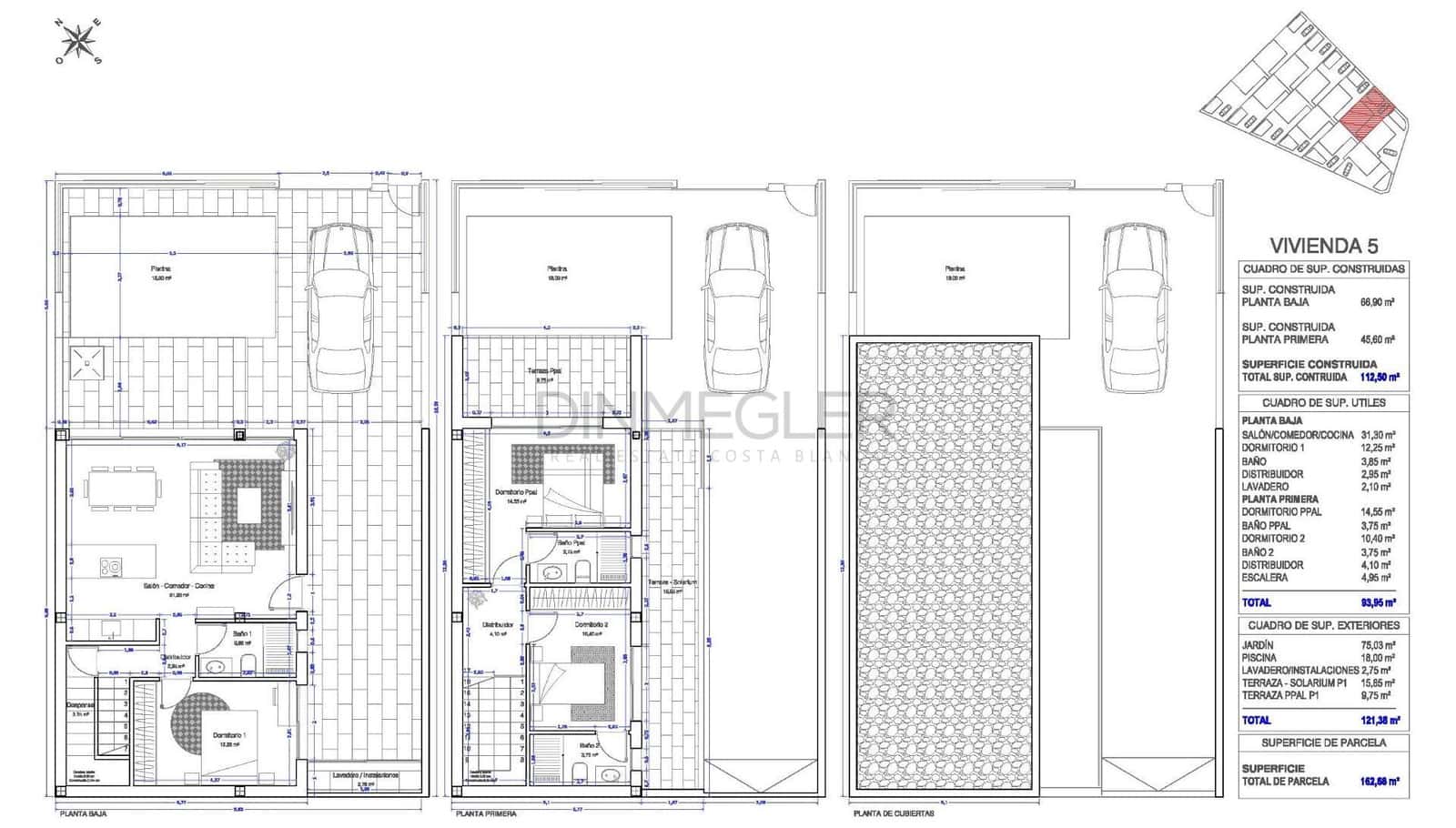 3 chambre Villa/Maison Semi-Mitoyenne à vendre à San Pedro del Pinatar avec piscine - 395 000 € (Ref: 9230960)