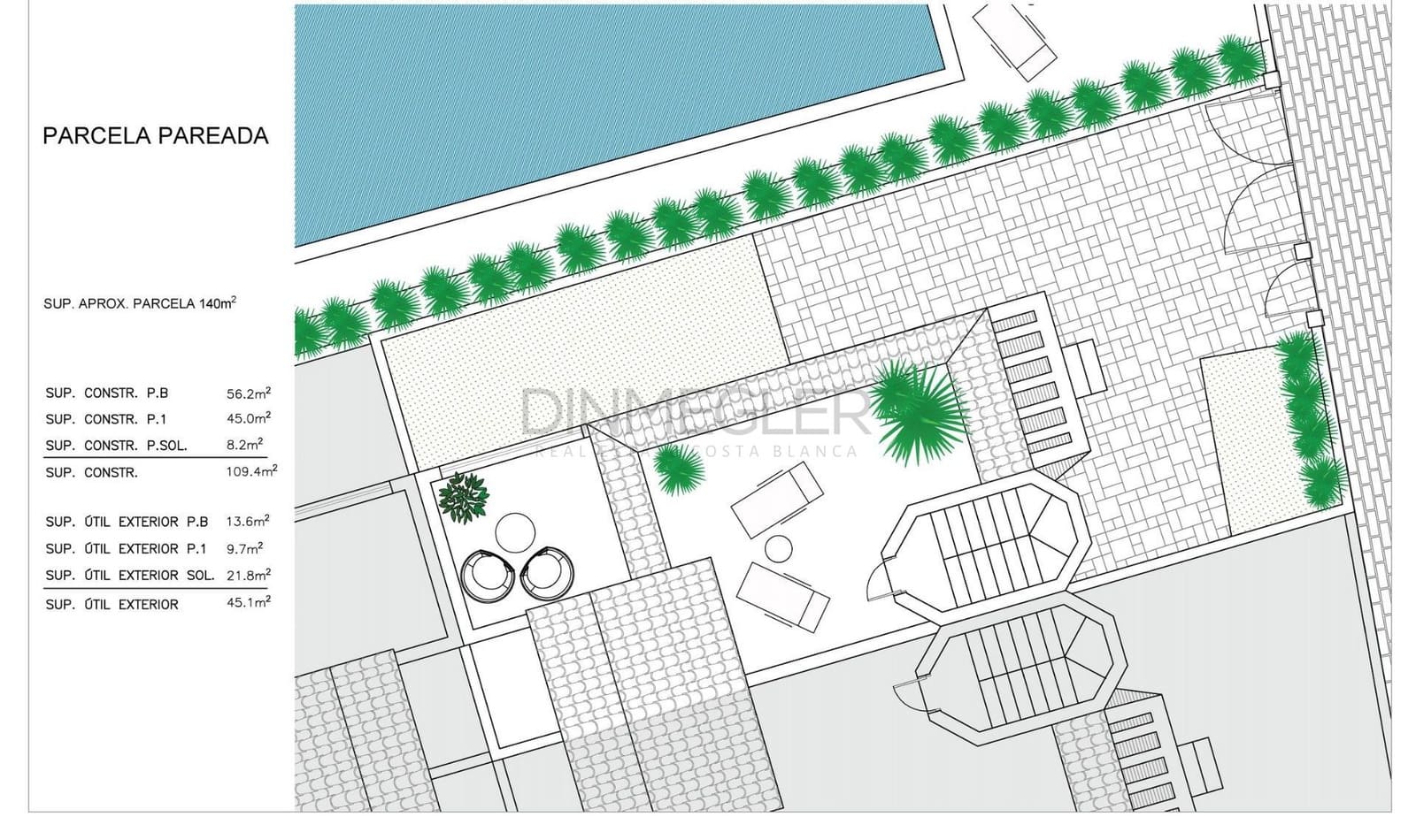 2 chambre Villa/Maison Semi-Mitoyenne à vendre à San Fulgencio avec piscine - 280 000 € (Ref: 9608254)