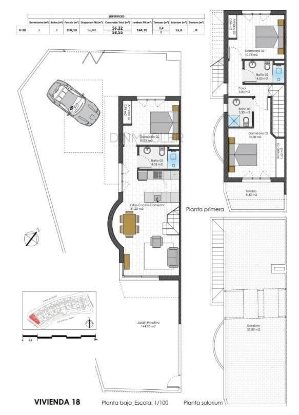 3 soveværelse Rækkehus til salg i Pilar de la Horadada med swimmingpool - € 370.000 (Ref: 9686766)