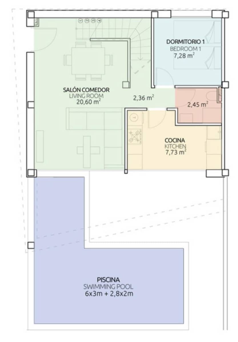 4 soveværelse Semi-Rækkehus til salg i Gran Alacant med swimmingpool - € 395.000 (Ref: 9240442)