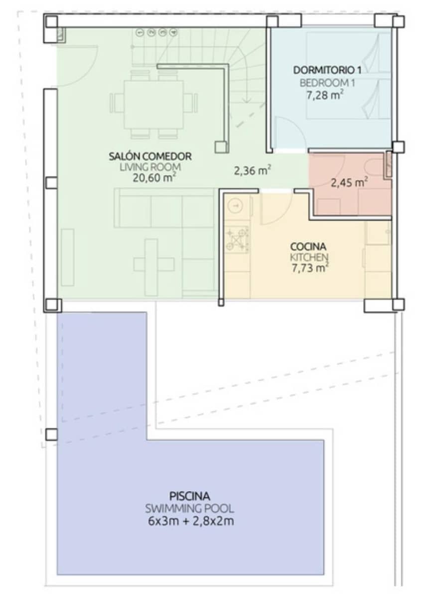 4 soveværelse Semi-Rækkehus til salg i Gran Alacant med swimmingpool - € 395.000 (Ref: 9240442)