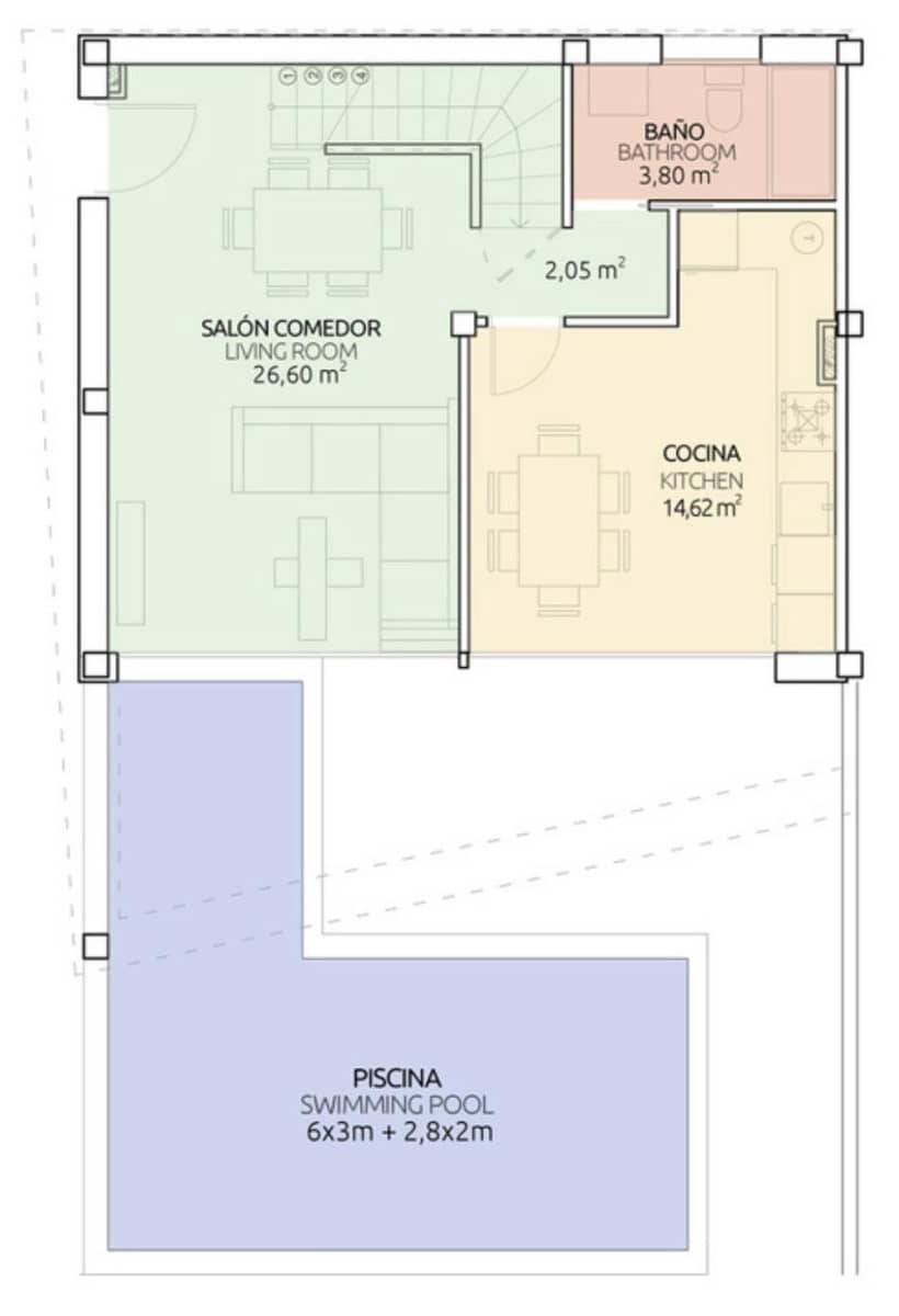 4 soveværelse Semi-Rækkehus til salg i Gran Alacant med swimmingpool - € 395.000 (Ref: 9240442)