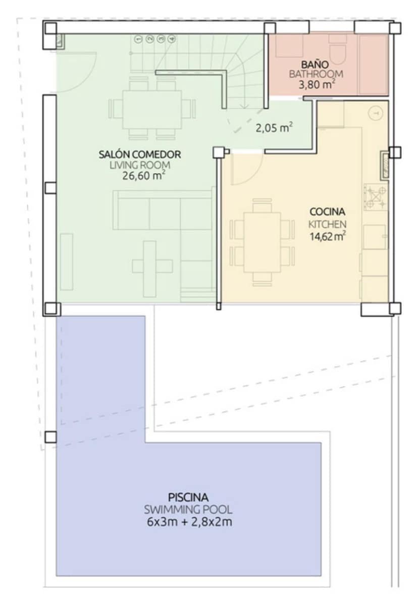 4 soveværelse Semi-Rækkehus til salg i Gran Alacant med swimmingpool - € 395.000 (Ref: 9240442)