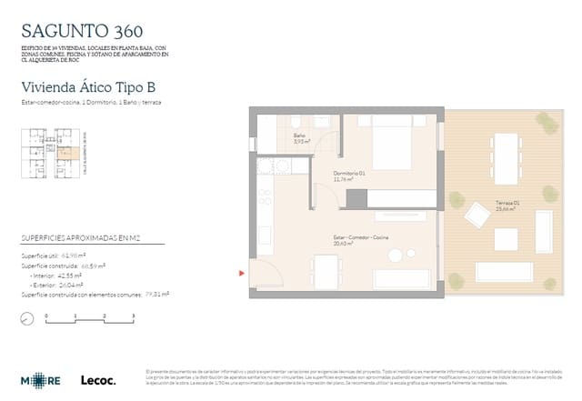 1 soveværelse Penthouse til salg i Valencia by med swimmingpool garage - € 278.250 (Ref: 9673812)