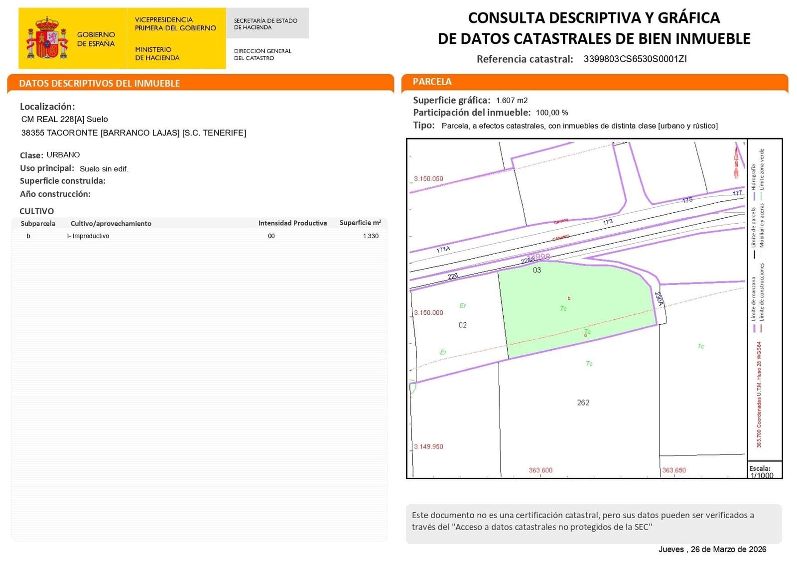 Terrain à Bâtir à vendre à Tacoronte - 250 000 € (Ref: 10034084)