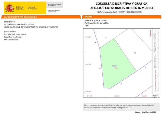 Tontti myytävänä paikassa Santa Cruz de Tenerife - 90 000 € (Ref: 9861960)