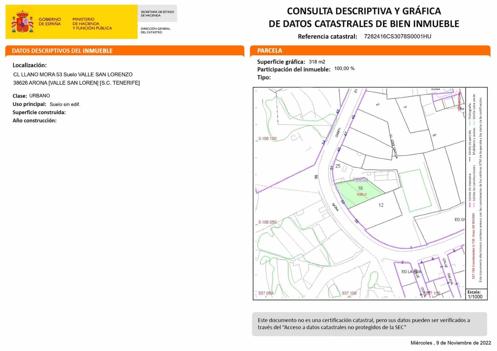 Building Plot for sale in Valle de San Lorenzo - € 99,000 (Ref: 9865283)