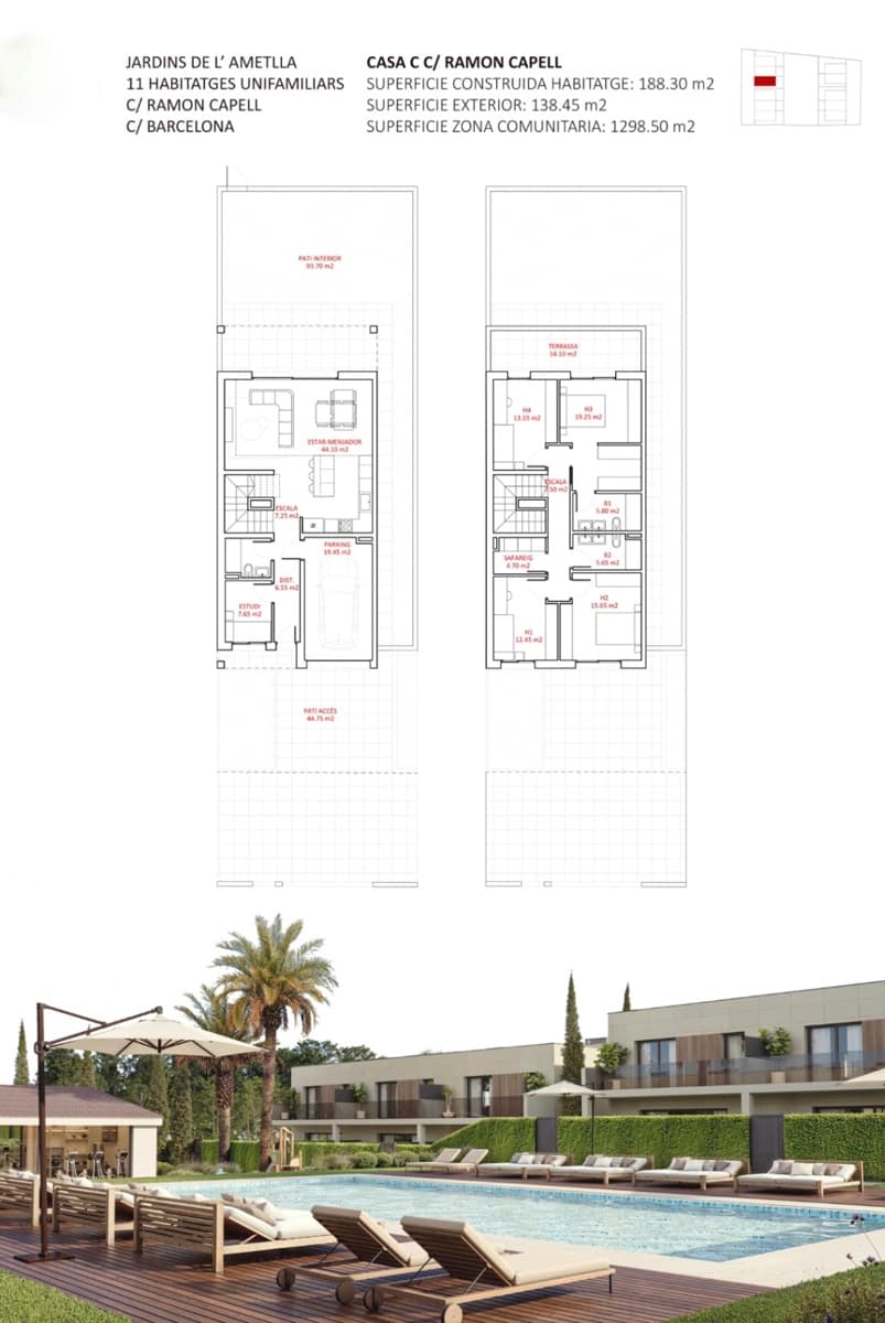 5 sypialnia Dom szeregowy na sprzedaż w L'Ametlla del Valles z basenem garażem - 540 000 € (Ref: 9343963)