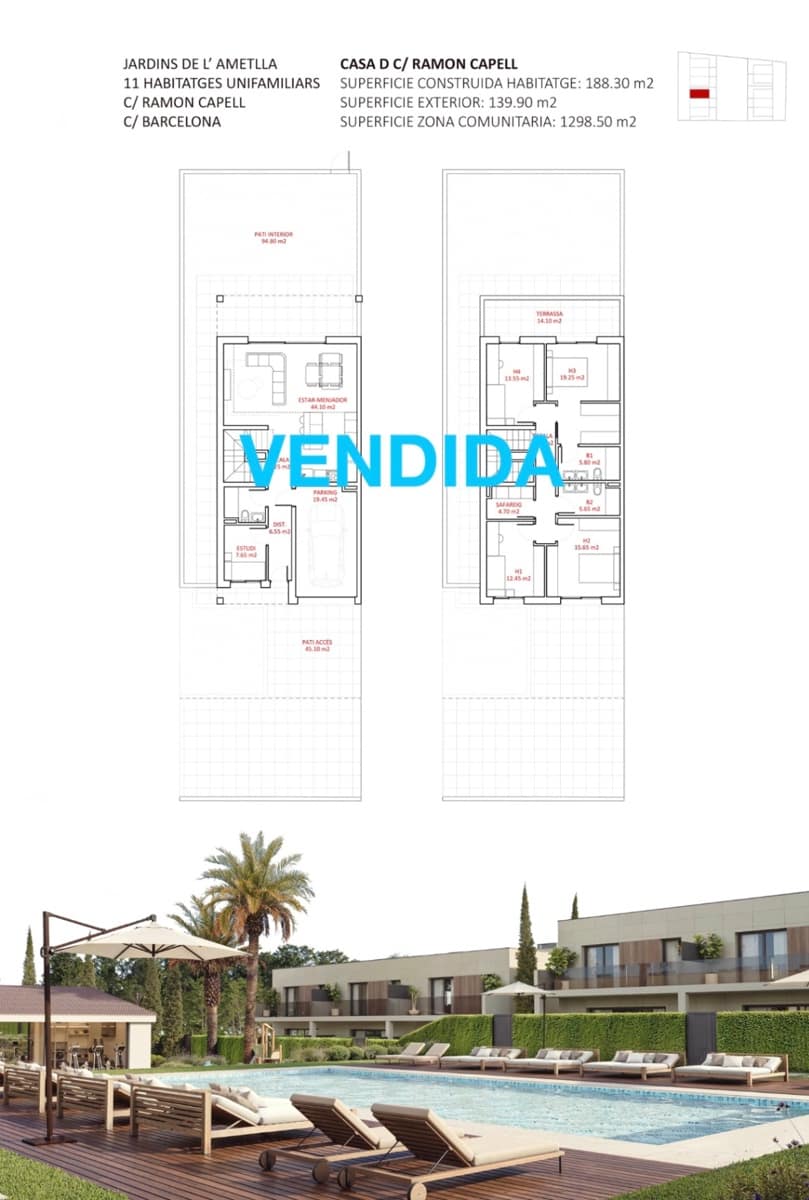 5 sypialnia Dom szeregowy na sprzedaż w L'Ametlla del Valles z basenem garażem - 540 000 € (Ref: 9343963)