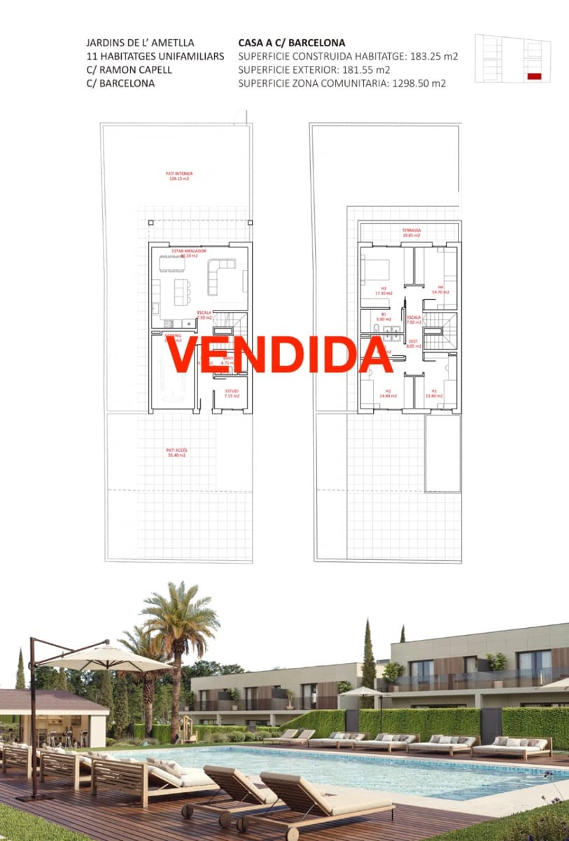 5 sypialnia Dom szeregowy na sprzedaż w L'Ametlla del Valles z basenem garażem - 540 000 € (Ref: 9343963)