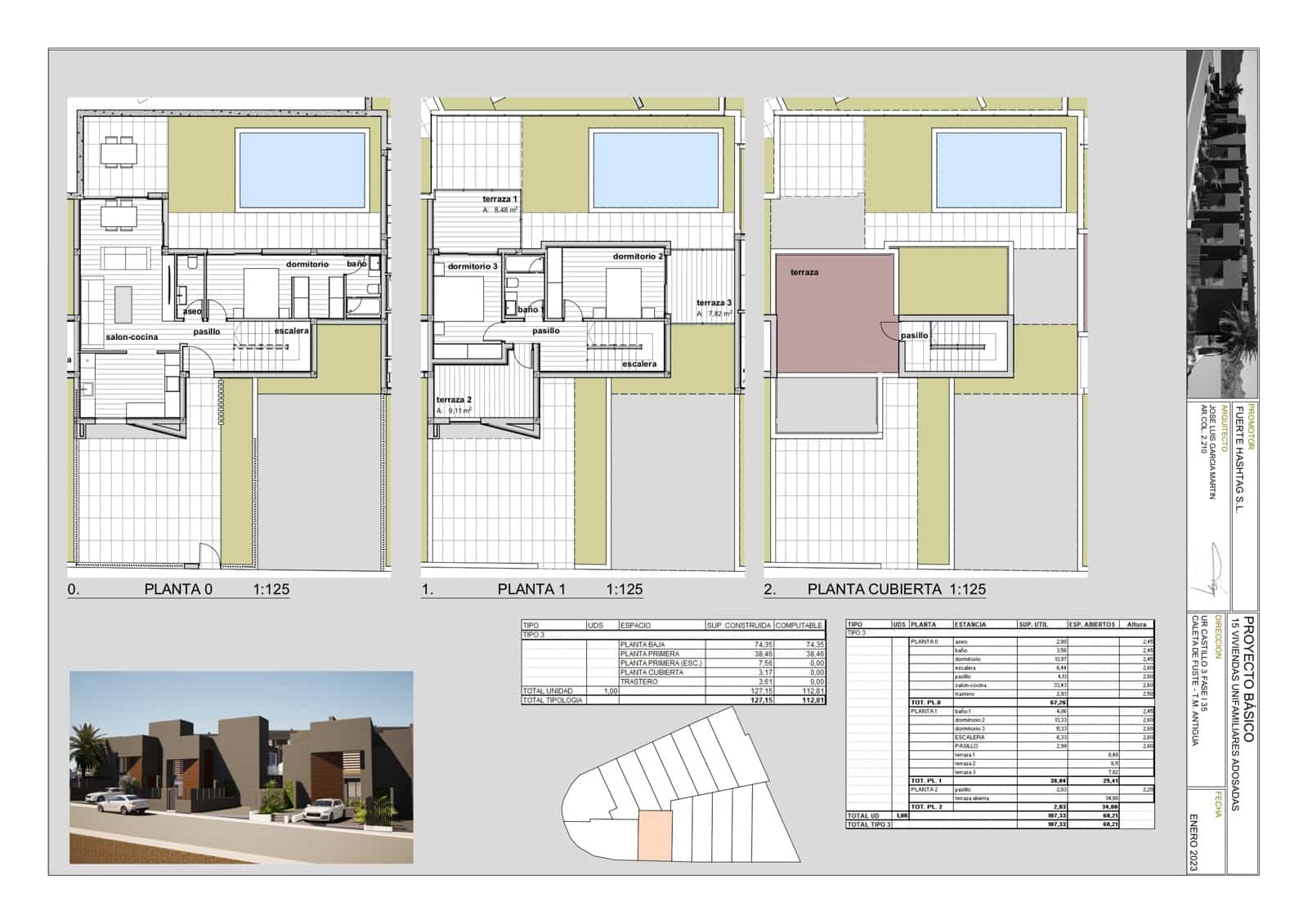 3 soveværelse Semi-Rækkehus til salg i Caleta de Fuste med swimmingpool garage - € 311.000 (Ref: 9639649)