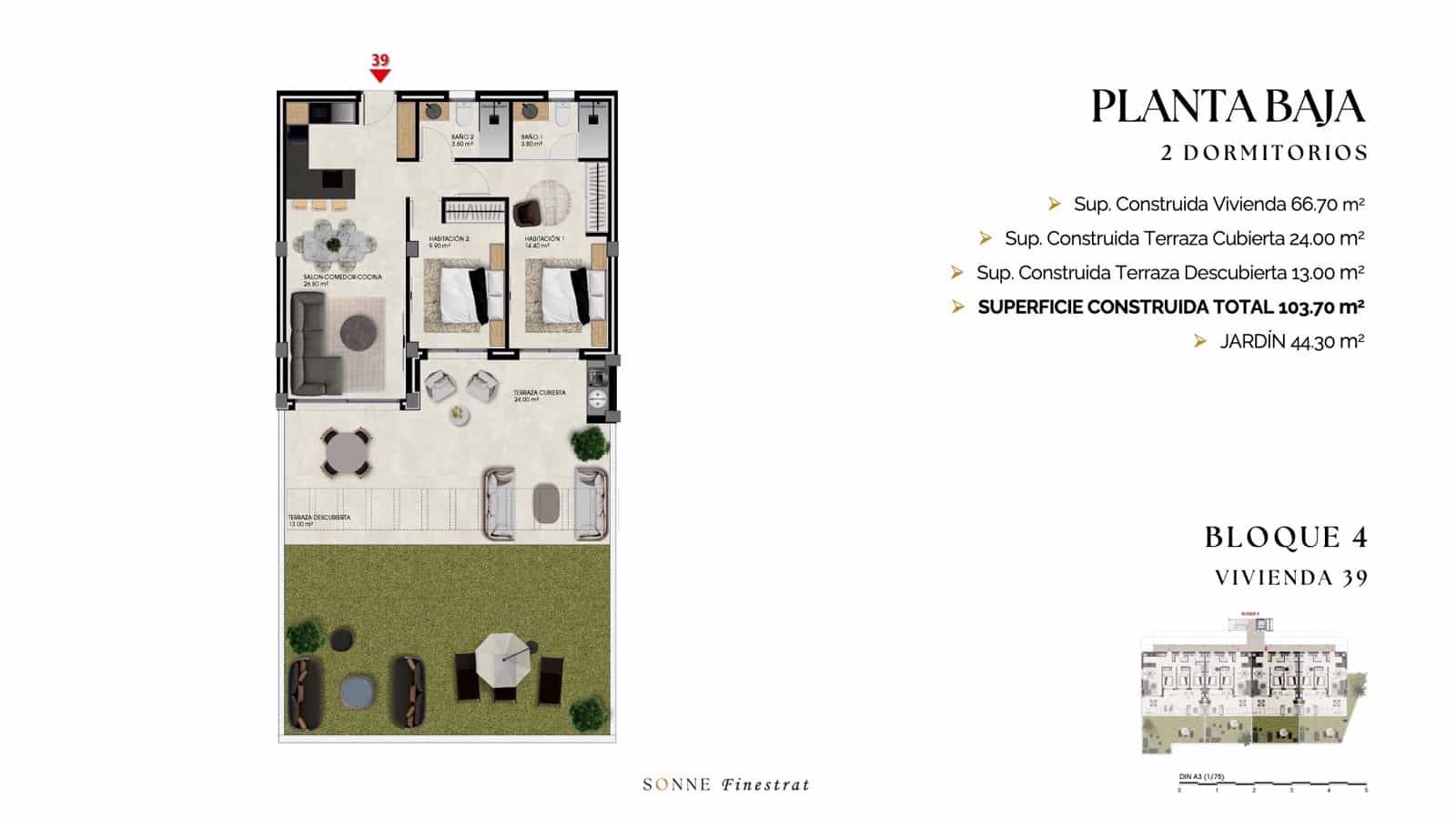 2 bedroom Apartment for sale in Finestrat with pool - € 375,000 (Ref: 9559775)