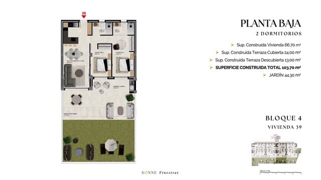 Apartamento de 2 habitaciones en Balcón de Finestrat - Terra Marina, Finestrat en venta con piscina - 375.000 € (Ref: 9559775)